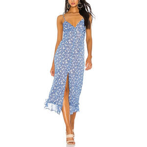 Majorelle 'Quincy' Blue Poly Midi Dress Size S